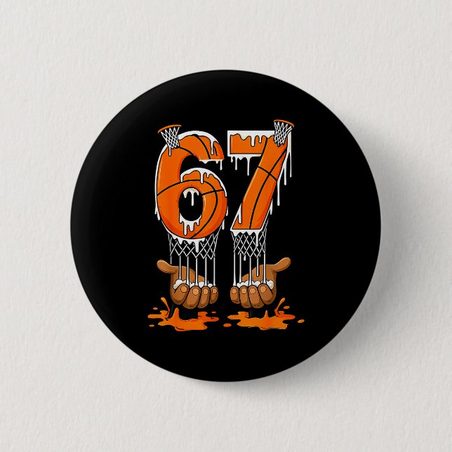 Badge Rond 5 Cm Basketball 67 Six Seven Funny Gen Alpha Meme Drip  (Devant)