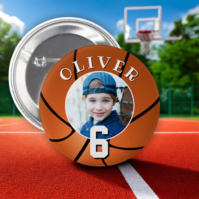 Badge Rond 5 Cm Basketball Anniversaire de enfant Age Photo (Créateur téléchargé)