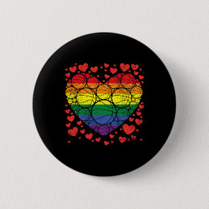 Badge Rond 5 Cm Basketball Coeur Gay Retro Pride Drapeau Lgbt-q Pl