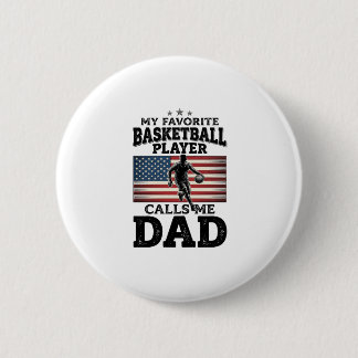 Badge Rond 5 Cm Basketball Dad Patriotic Vintage Engraving T-Shirt