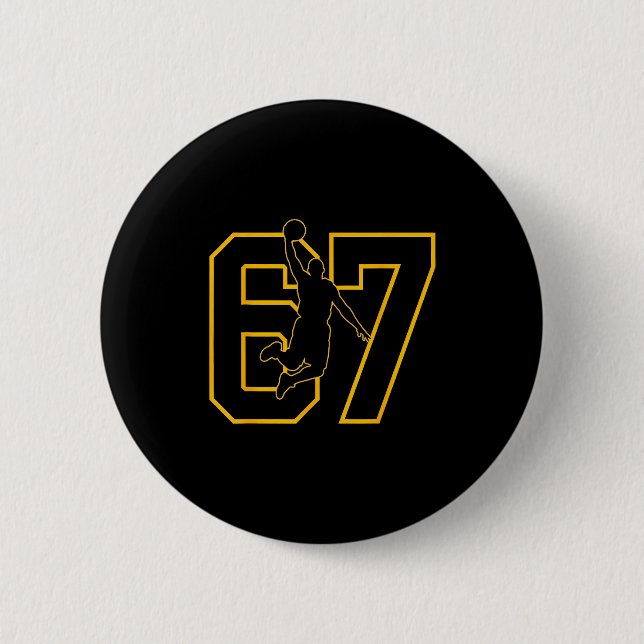 Badge Rond 5 Cm Basketball Drip Number 67 Basketball Player  (Devant)
