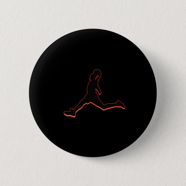 Badge Rond 5 Cm Basketball Dunking Silhouette Design temps d'anten (Devant)