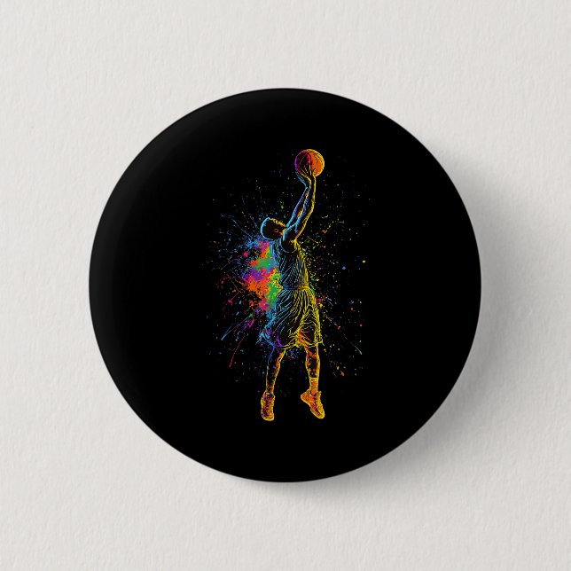 Badge Rond 5 Cm Basketball For Men Kids Youth Player Slam Dunk Tee (Devant)