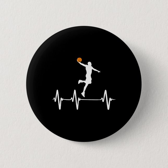 Badge Rond 5 Cm Basketball Heartbeat (Devant)