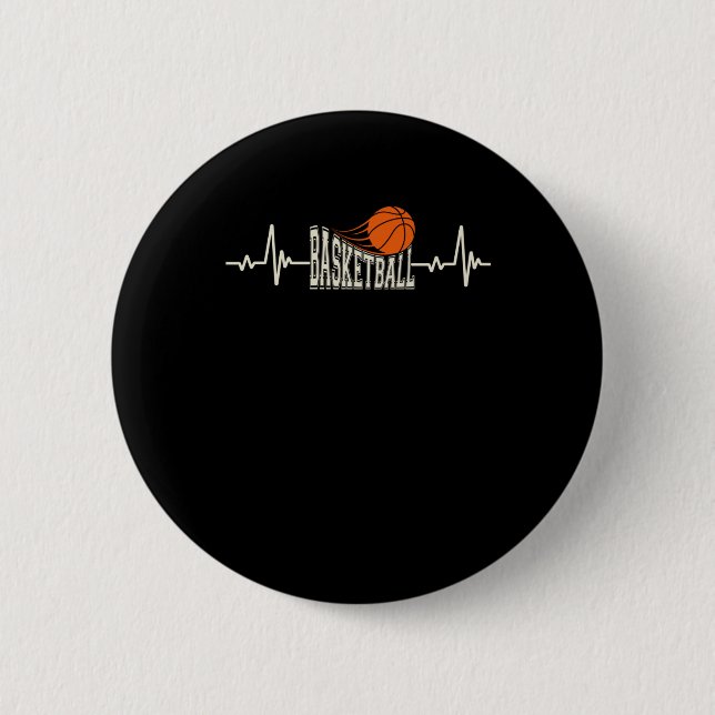 Badge Rond 5 Cm Basketball Heartbeat 3 (Devant)