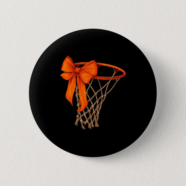 Badge Rond 5 Cm Basketball Hoop With Bow Cute Basketball Aesthetic (Devant)
