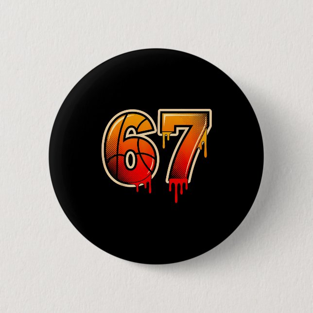 Badge Rond 5 Cm Basketball Ice Cream Drip Funny 67 Six Seven Gen A (Devant)