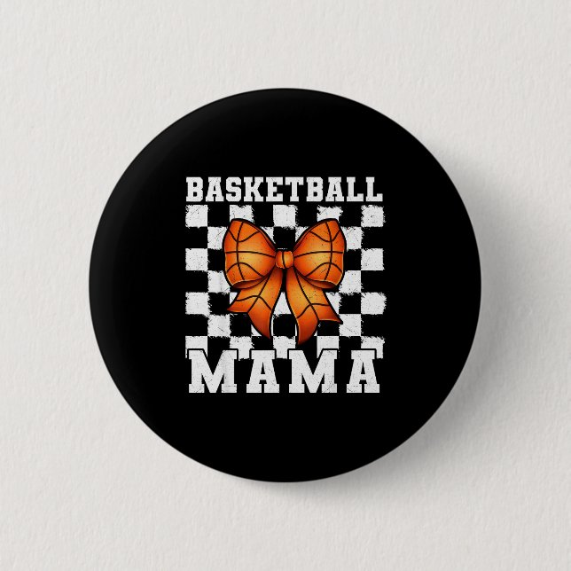 Badge Rond 5 Cm Basketball Mama Coquette Bow Game Day Funny Srts L (Devant)