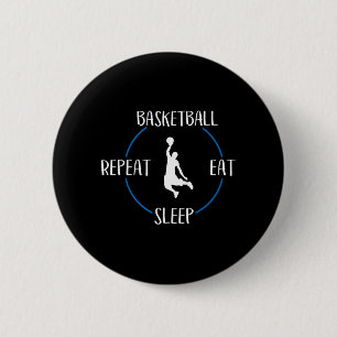 Badge Rond 5 Cm Basketball Mange Sommeil Répéter Cadeau Pour Baske