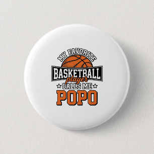 Badge Rond 5 Cm Basketball Popo Funny Vintage Sports Design_1