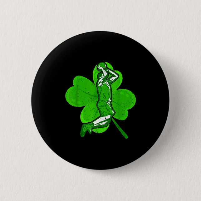 Badge Rond 5 Cm Basketball Shamrock St Patrick's Day Srt Lover Boy (Devant)