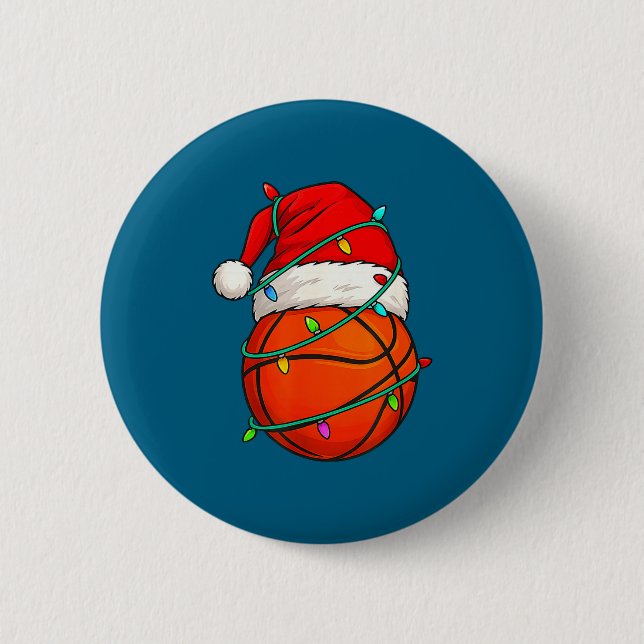 Badge Rond 5 Cm Basketball With Santa Hat Funny Christmas Xmas Gif (Devant)