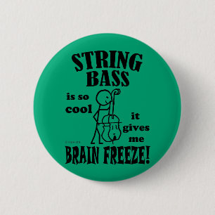 Badge Rond 5 Cm Basse à cordes, gel du cerveau