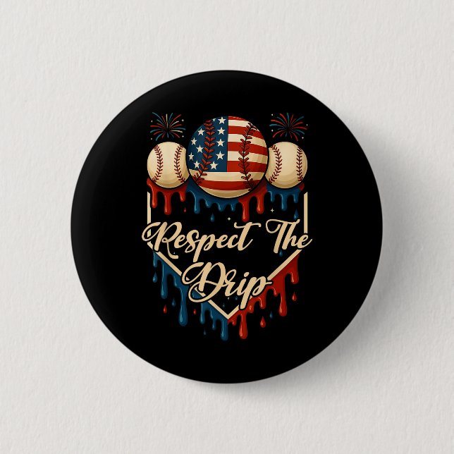 Badge Rond 5 Cm Basse Crème De Basse-Basse 4 juillet Respecter Le (Devant)