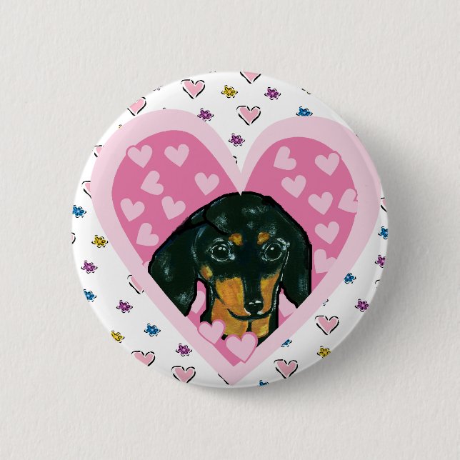 Badge Rond 5 Cm Basset allemand (Devant)
