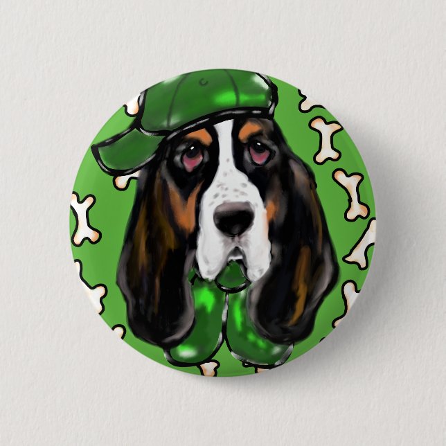 Badge Rond 5 Cm Basset Hound (Devant)