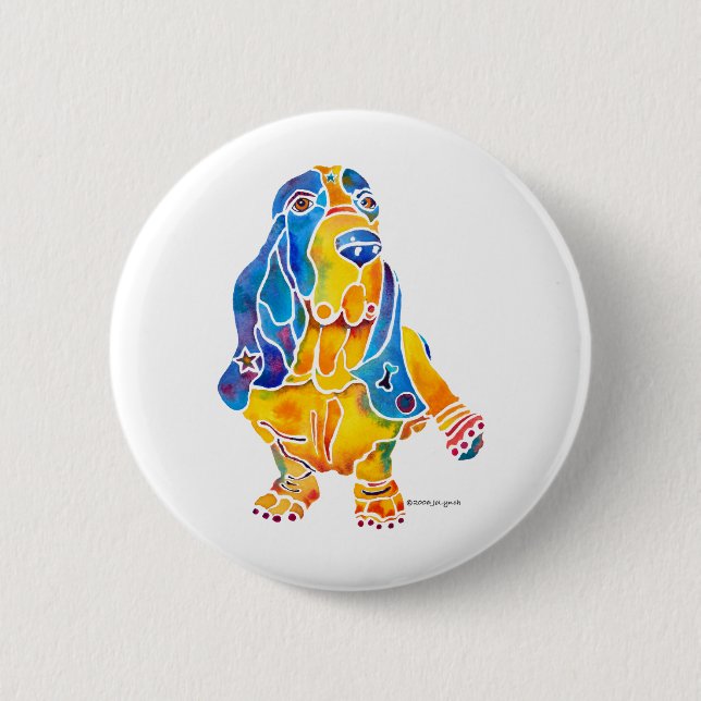 Badge Rond 5 Cm Basset Hound (Devant)