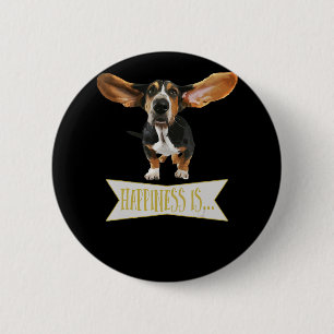 Badge Rond 5 Cm Basset Hound Amoureux des chiens Vintage Cottage B