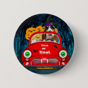 Badge Rond 5 Cm Basset Hound Chien Conduite Voiture Effrayant Hall