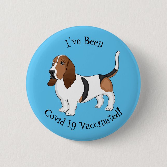 Badge Rond 5 Cm Basset hound dessin de chien (Devant)