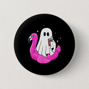 Badge Rond 5 Cm Bassin de Flamant rose Fantôme amusant Piscine flo