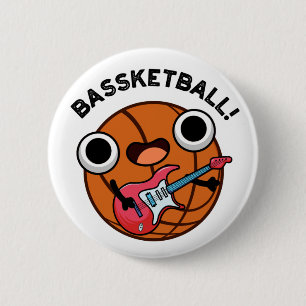 Badge Rond 5 Cm Bassketball Funny Basketball Musique Pun