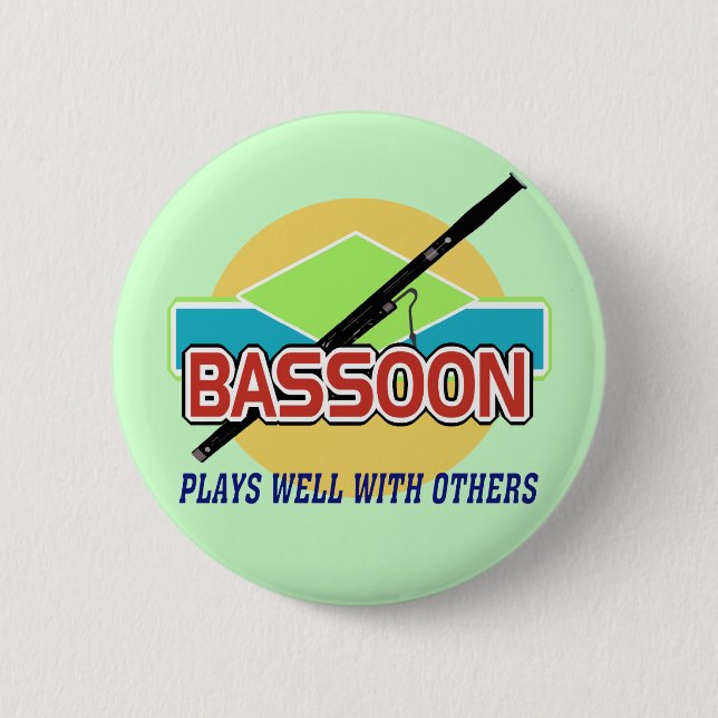 Badge Rond 5 Cm Bassoon Joue bien (Devant)