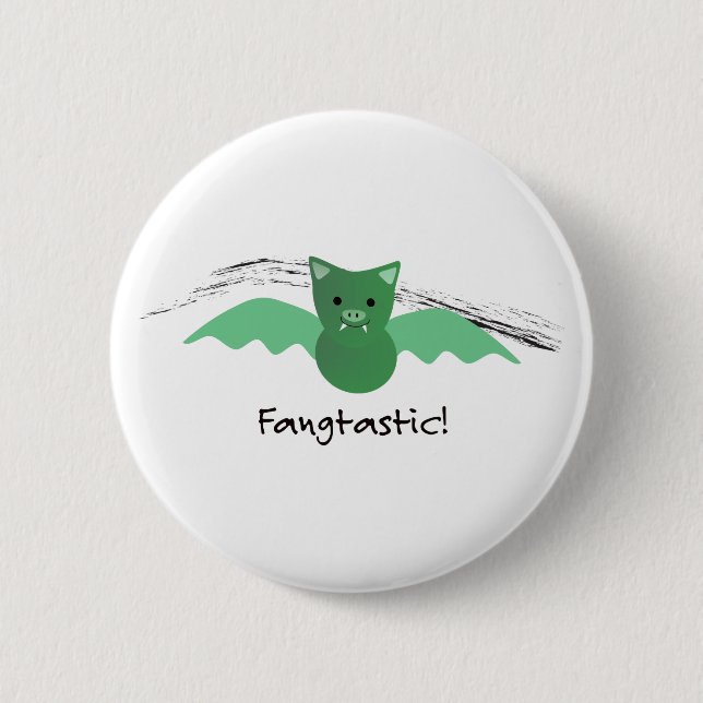 Badge Rond 5 Cm Bat vert de la pêche (Devant)