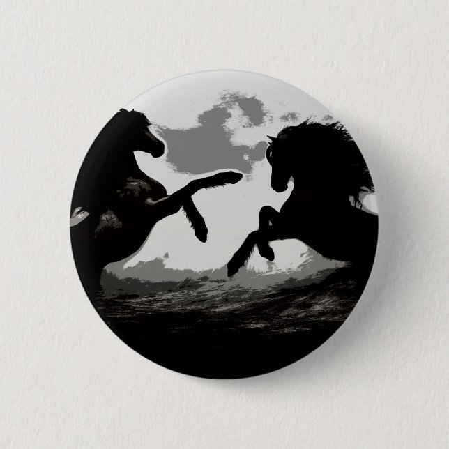 Badge Rond 5 Cm Bataille des Chevaux - Art Equin (Devant)
