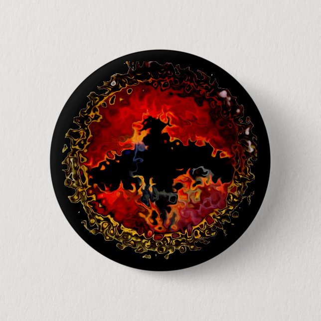 Badge Rond 5 Cm Bataille éffrayante en feu (Devant)