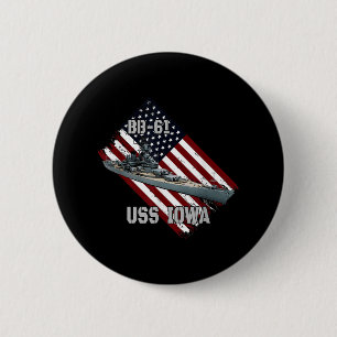 Badge Rond 5 Cm Bataillon Uss Iowa &amp; Combat Warship Bb-61 Vet