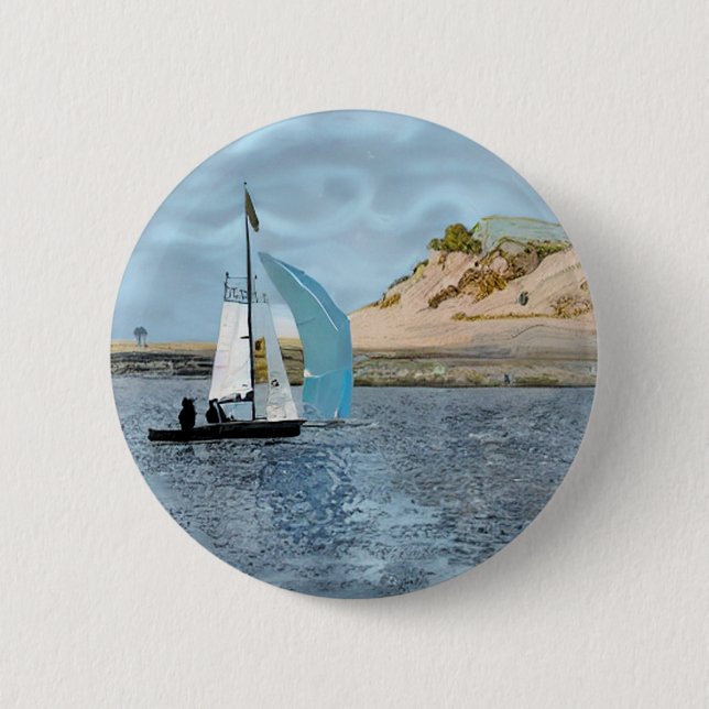 BADGE ROND 5 CM BATEAU À VOILE (Devant)