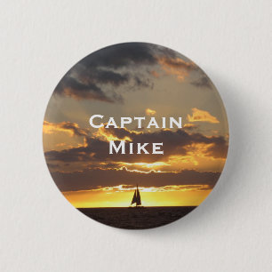 Badge Rond 5 Cm Bateau à voile au coucher du soleil