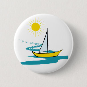 Badge Rond 5 Cm Bateau à voilier simple