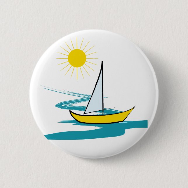 Badge Rond 5 Cm Bateau à voilier simple (Devant)