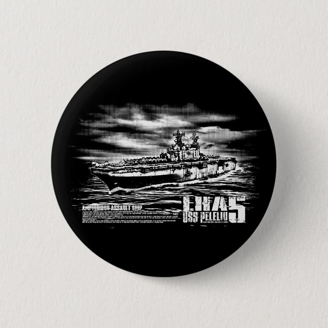 Badge Rond 5 Cm Bateau d'assaut amphibie Peleliu Button (Devant)