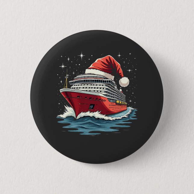 Badge Rond 5 Cm Bateau de croisière en famille Correspondant Noël (Devant)