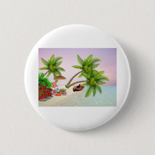 Badge Rond 5 Cm Bateau de pique-nique de plage Bush Palm Trees Cha