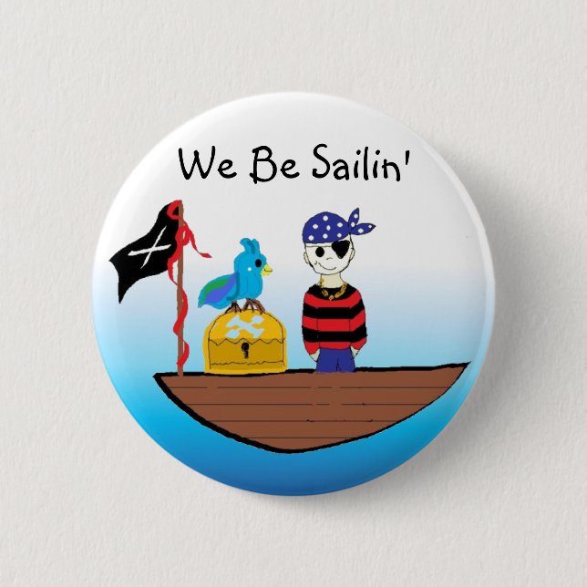 Badge Rond 5 Cm Bateau De Pirates Au Trésor (Devant)