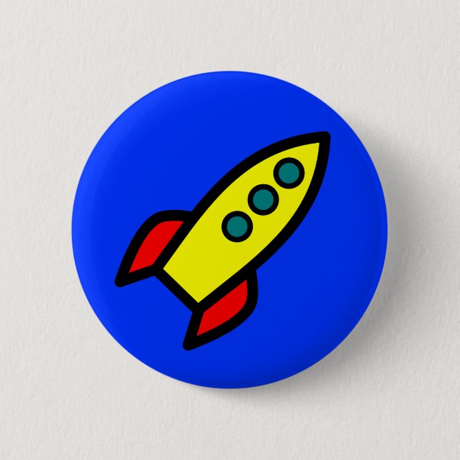 Badge Rond 5 Cm Bateau de Rocket de bande dessinée (Devant)