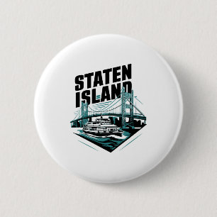 Badge Rond 5 Cm Bateau de Staten Island New York _1 