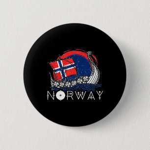 Badge Rond 5 Cm Bateau Drapeau Norvégien Norvège Navire Viking Fie