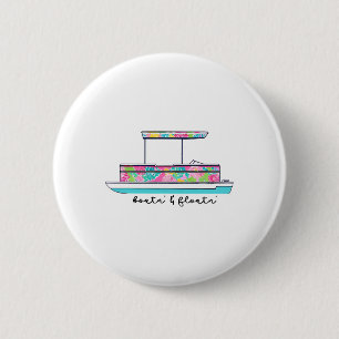 Badge Rond 5 Cm Bateau Et Flottage Vie De Lac Rivière Vacances D'é