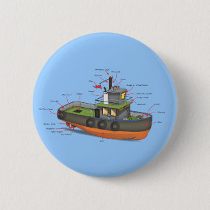 Badge Rond 5 Cm Bateau remorqueur