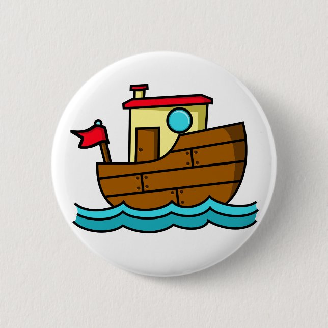 Badge Rond 5 Cm Bateau remorqueur à dessin (Devant)