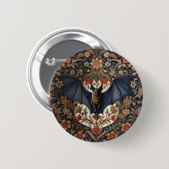 Badge Rond 5 Cm Bateau volant - Moderne William Morris Floral (Devant & derrière)