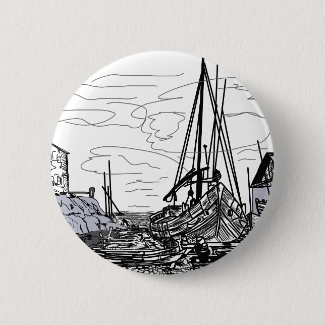 Badge Rond 5 Cm bateaux en mer (Devant)
