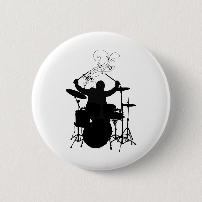 Badge Rond 5 Cm Bateria Silueta con Notas (Devant)