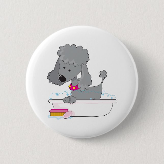 Badge Rond 5 Cm Bath de caniche (Devant)