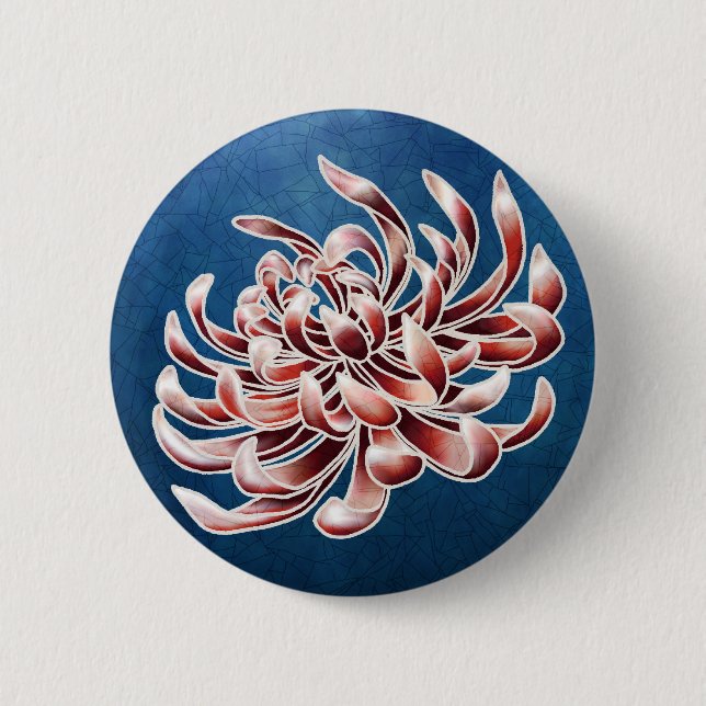 Badge Rond 5 Cm Batik Chrysanthemum (Devant)